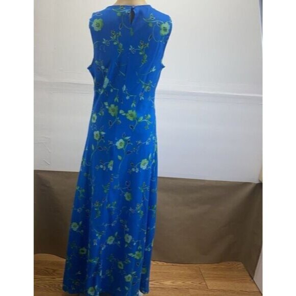 My Michelle Vintage Women Maxi Dress Size 11/12  Floral 90's Sleeveless Blue - Picture 3 of 9
